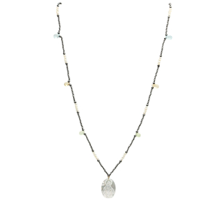 Colar de Hematita/Ouro 18k com Pedras Naturais Ouro 18k