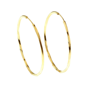 Brinco Argola Redonda Torcida 3,3cm Ouro 18k