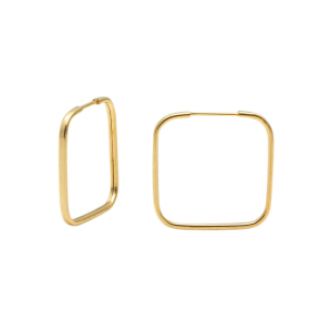 Brinco Argola Quadrado 1,5cm x 1,5cm Fino Ouro 18k
