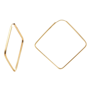 Brinco Argola Quadrado 3cm x 3cm Ouro 18k