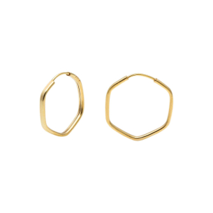Brinco Argola Sextavo 1.2cm x 1.2cm Ouro 18k