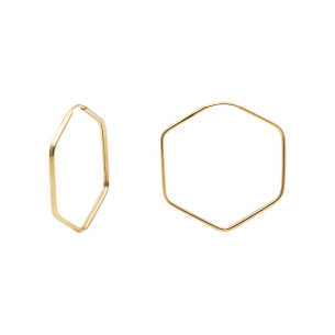 Brinco Argola Sextavo 2.1cm x 2.1cm Ouro 18k