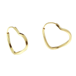 Brinco Argola Coração Torcido 1,35cm Ouro 18k