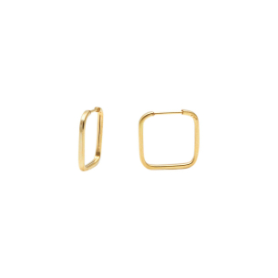 Brinco Argola Quadrada 1.5cm x 1.5cm Ouro 18k