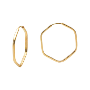 Brinco Argola Sextavo 1.8cm x 1.8cm Ouro 18k