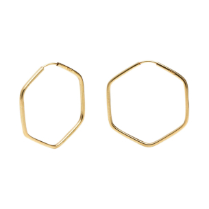 Brinco Argola Sextavo 2.3cm x 2.3cm Ouro 18k
