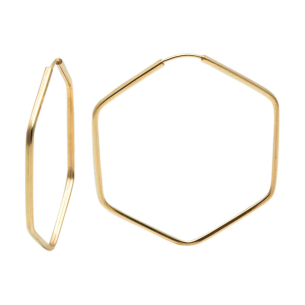 Brinco Argola Sextavo 2.8cm x 2.8cm Ouro 18k