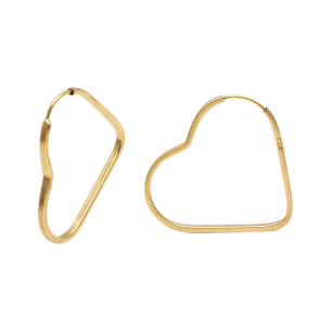 Brinco Argola de Coração Torcido 1.95cm Ouro 18k