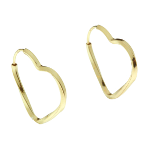 Brinco Argola Torcida Coração 2.2cm x 2.2cm Ouro 18k