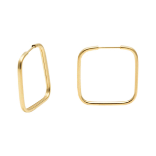 Brinco Argola Quadrada Fininho 2cm Ouro 18k