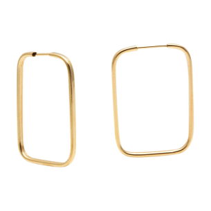 Brinco Argola Retangular 1,8cm x 2,6cm Ouro 18k