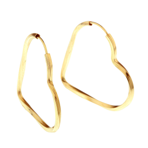 Brinco Argola Coração Torcida 2,7cm Ouro 18k