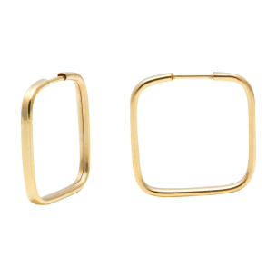 Brinco Argola Quadrado 15mm x 15mm Ouro 18k
