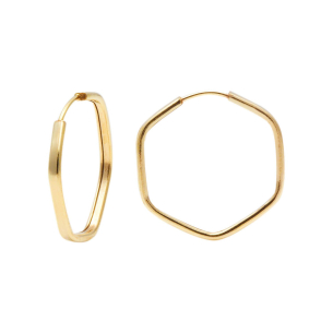 Brinco Argola Sextavo 1.9cm x 1.9cm Ouro 18k
