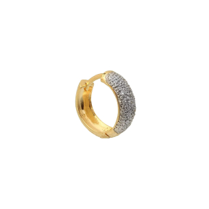Brinco Masculino Argola Redonda Pavê 1 Unidade Ouro 18k