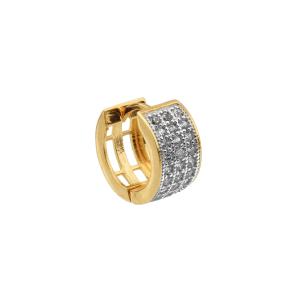 Brinco Masculino Argola Quadrada Pavê 1 Unidade Ouro 18k