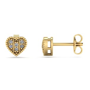 Brinco Chuveiro Coração com Pedras de Zircônia Ouro 18k