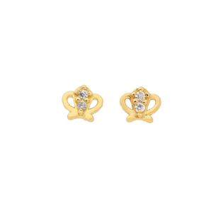 Brinco Baby Coroa Branca Ouro 18k
