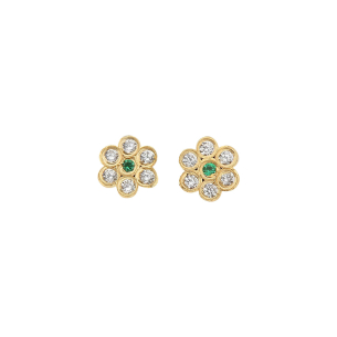 Brinco Baby Florzinha Verde Ouro 18k