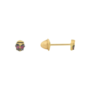 Brinco Baby Joaninha Vermelha Ouro 18k