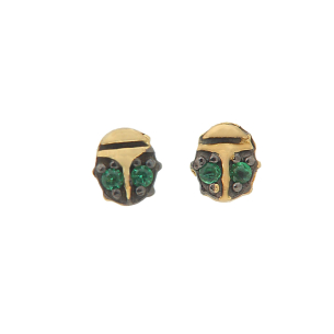 Brinco Baby Joaninha Verde Ouro 18k