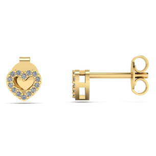 Brinco Coração Galeria com Diamante Ouro 18k