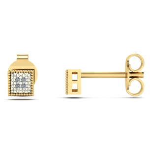 Brinco Chuveiro Quadrado com Diamante Ouro 18k