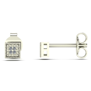 Brinco Chuveiro Quadrado com Diamante Ouro Branco 18k