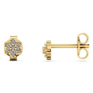 Brinco Flor Pavê com Diamante Ouro 18k