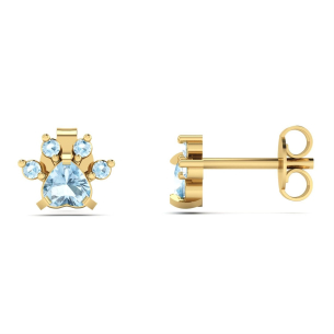 Brinco Patinha Pet Azul Ouro 18k