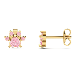 Brinco Patinha Pet Rosa Ouro 18k