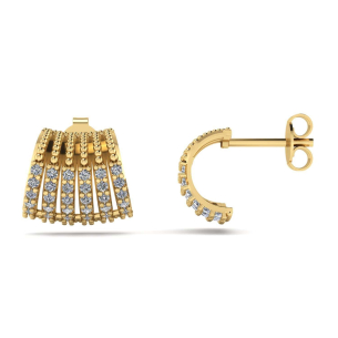 Brinco Seis Fileira com Pedras de Zircônia Ouro 18k