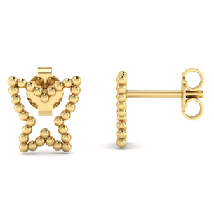 Brinco Borboleta Bolinha Ouro 18k