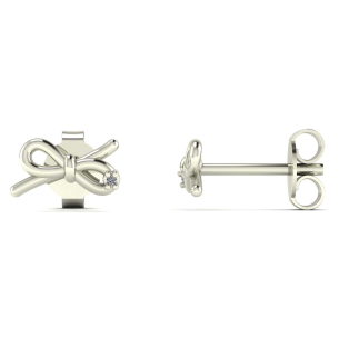 Brinco Laço com Diamante Ouro Branco 18k