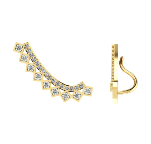 Brinco Ear Cuff Fileira Crescente Ouro 18k
