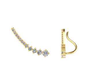 Brinco Ear Cuff Fileira Crescente com Zircônia Ouro 18k