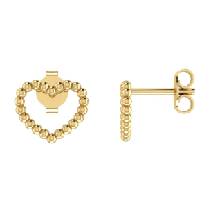 Brinco Coração com Bolinha Ouro 18k