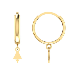 Brinco Argola com Pingente Nossa Senhora Aparecida Ouro 18k