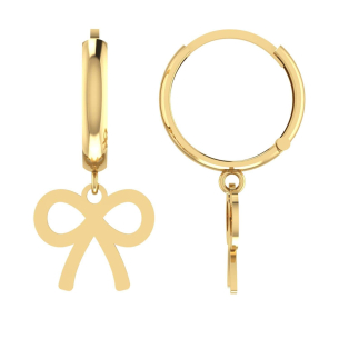 Brinco Argola Pingente Laço Liso Ouro 18k