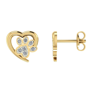 Brinco Pet Patinha com pedras de Zircônia Ouro 18k