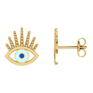 Brinco Olho Grego com Resina Ouro 18k