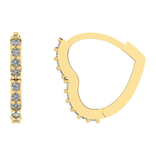 Brinco Argola de Coração Cravejada 1.4cm x 1.4cm Ouro 18k