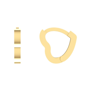 Brinco Argola de Coração Lisa 0.9cm x 0.9cm Ouro 18k