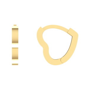 Brinco Argola de Coração Lisa 1cm x 1.1cm Ouro 18k