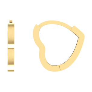 Brinco Argola de Coração Lisa 1.2cm x 1.3cm Ouro 18k