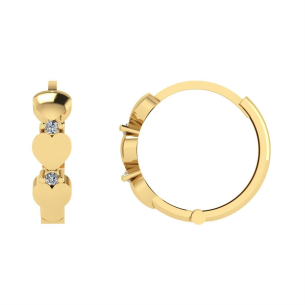 Brinco Argola 3 Corações Ouro 18k