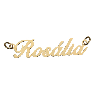 Pingente Manuscrito Um Nome Personalizado Liso Ouro 18k