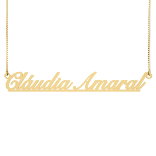 Gargantilha Manuscrito Dois Nomes Personalizado Liso Ouro 18k