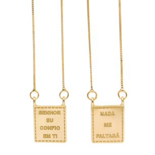 Escapulário Deus é Fiel Ouro 18k