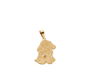 Pingente Cachorrinho Love com Diamante Ouro 18k